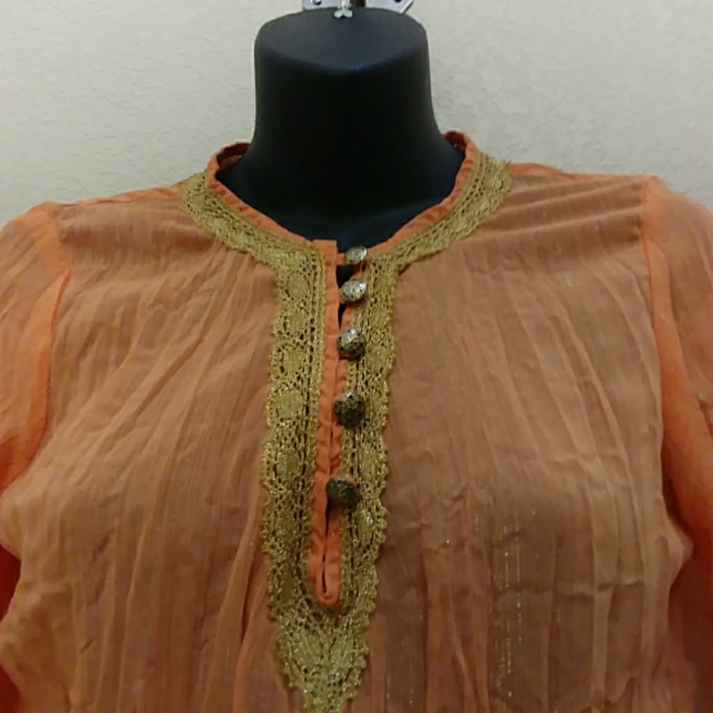 Cache Gauze & Metallic Sheer Blouse - image 4